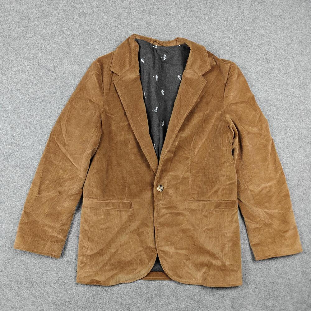 Marine Layer Sport Coat Mens 38 Brown Corduroy Polyester Suede Casual Fall